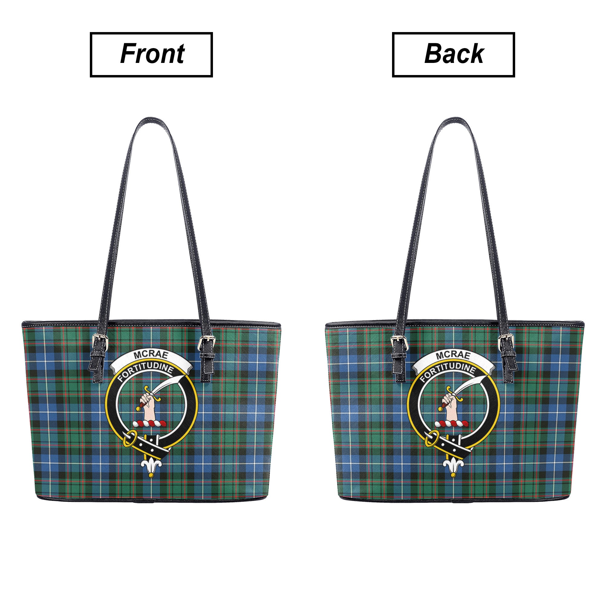 McRae Hunting Ancient Tartan Crest Leather Tote Bag