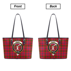 McRae Modern Tartan Crest Leather Tote Bag