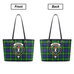 Meldrum Tartan Crest Leather Tote Bag