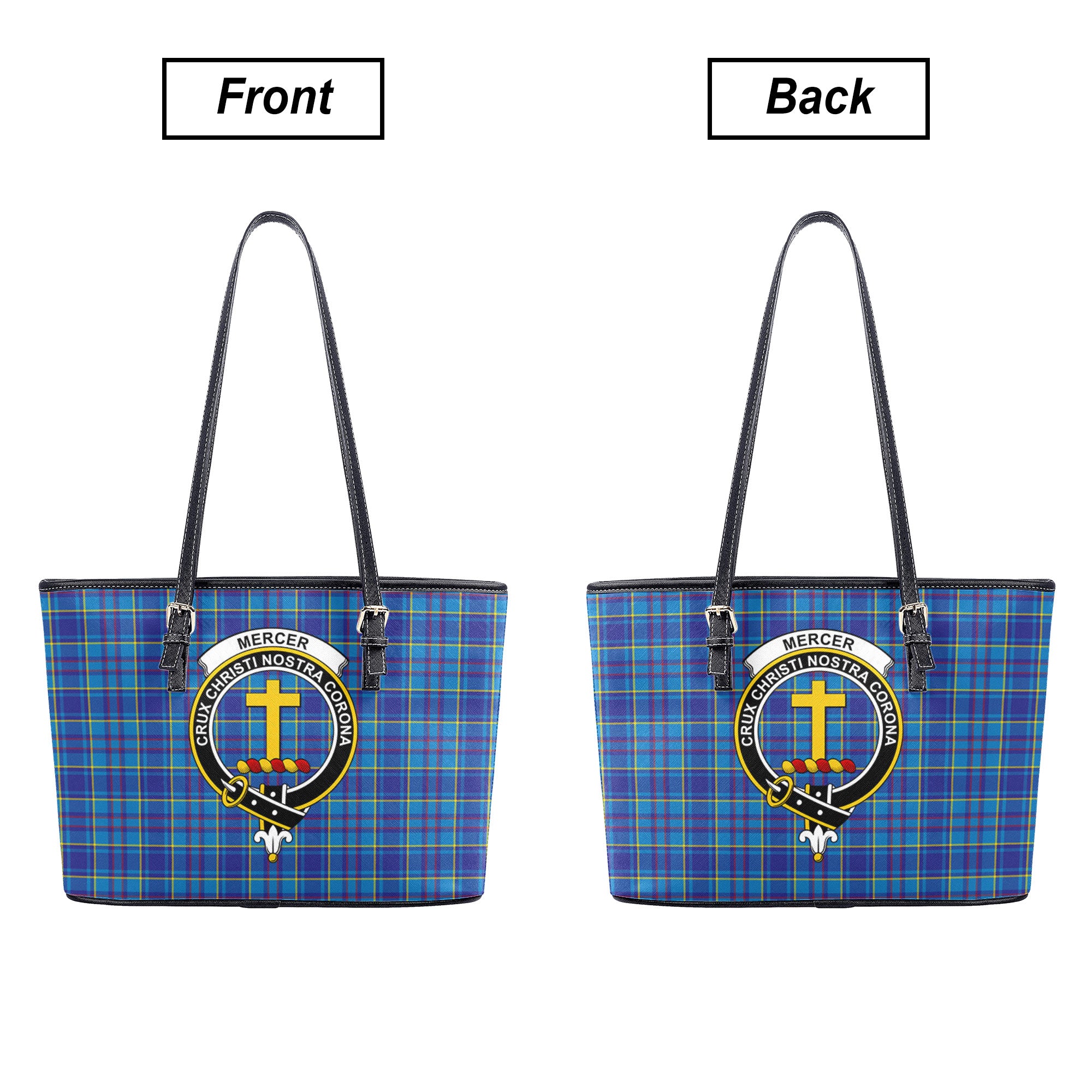 Mercer Modern Tartan Crest Leather Tote Bag