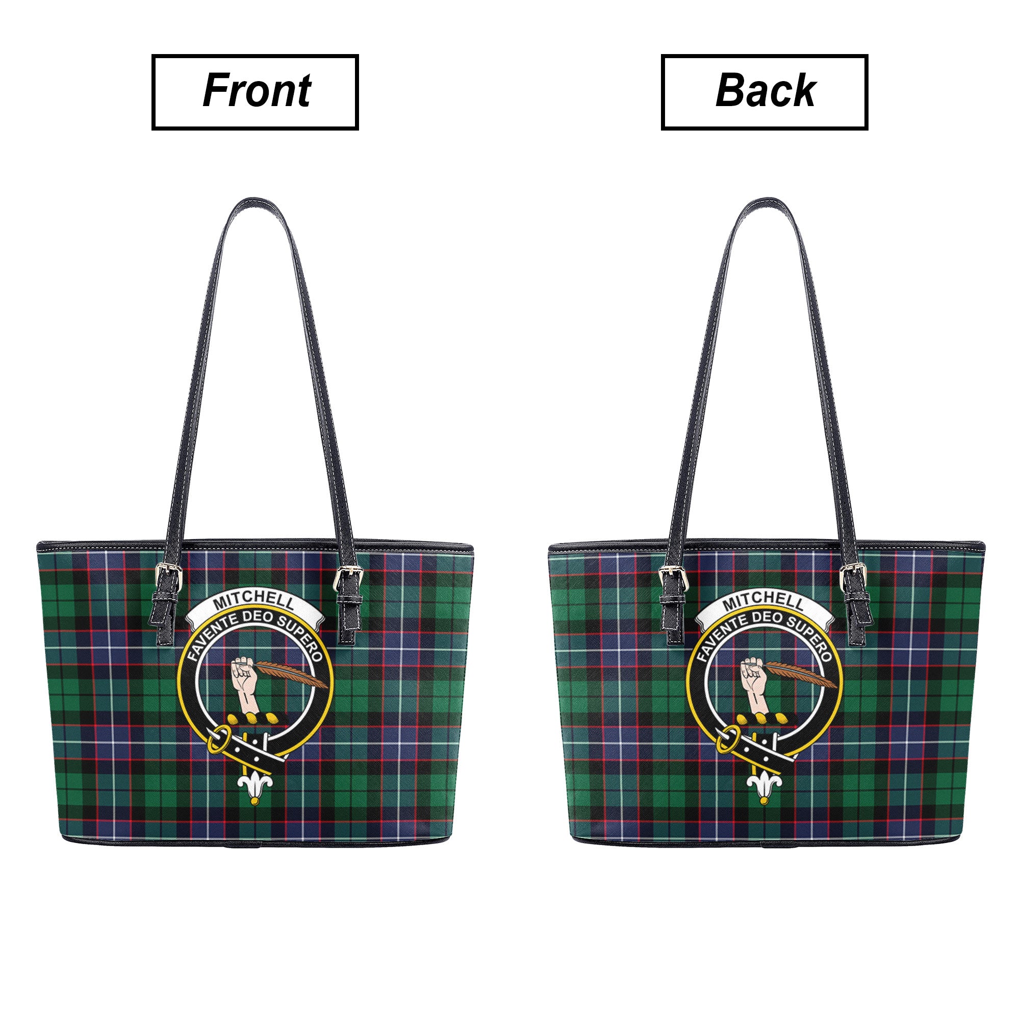 Mitchell Modern Tartan Crest Leather Tote Bag