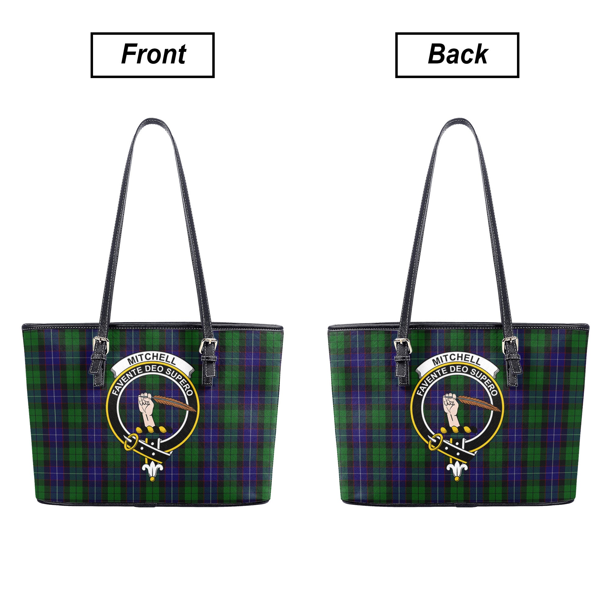 Mitchell Tartan Crest Leather Tote Bag