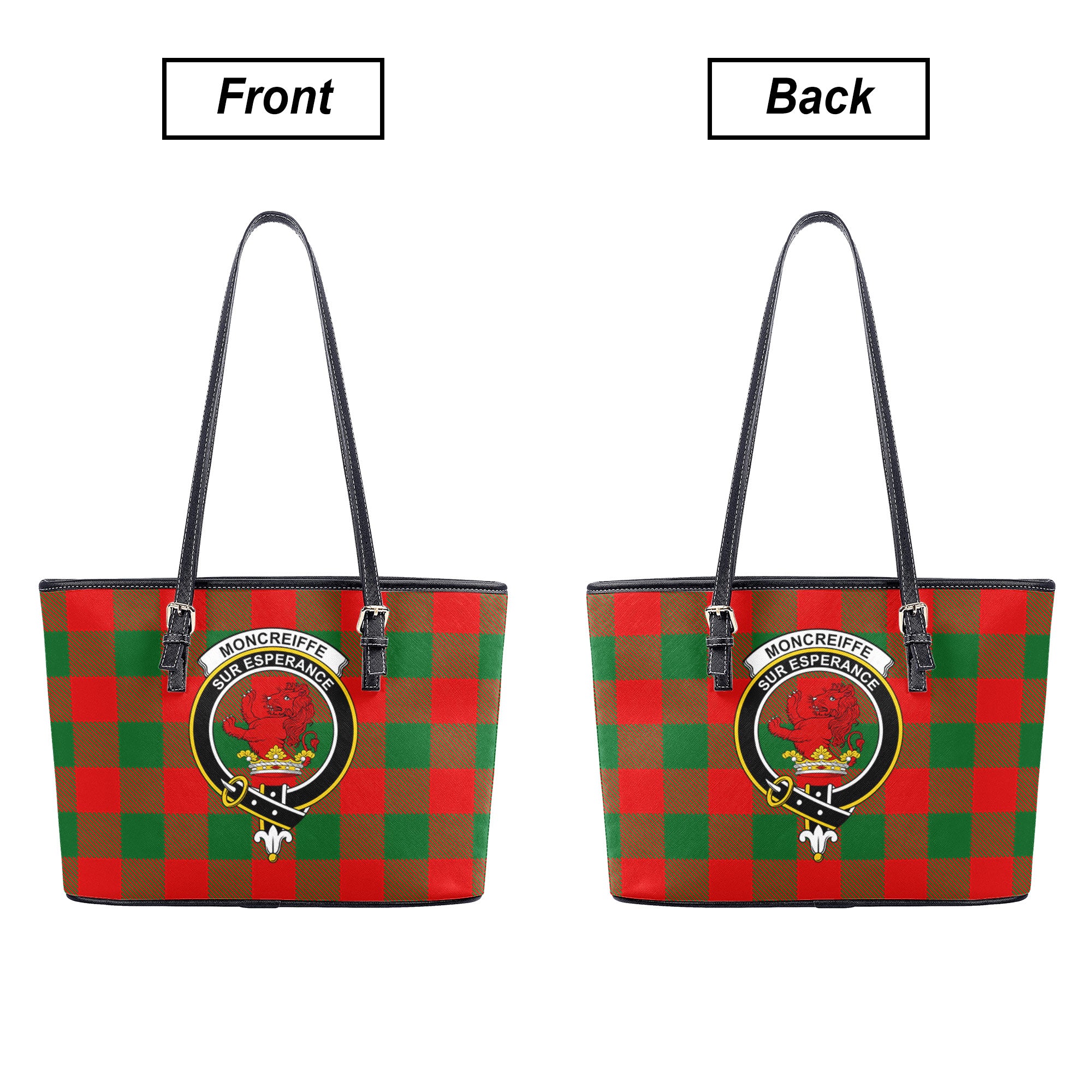 Moncreiffe (or Moncreiff) Tartan Crest Leather Tote Bag