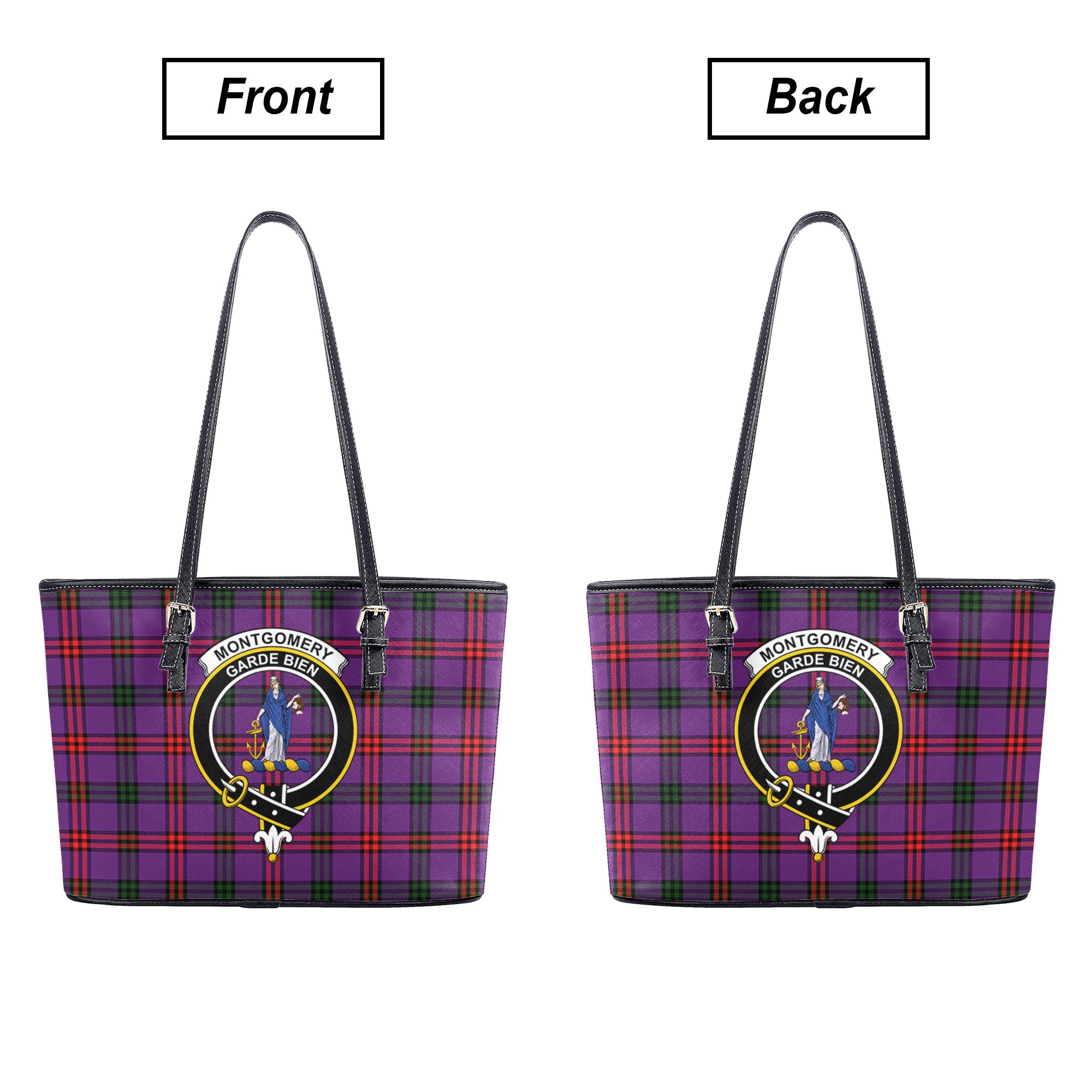 Montgomery Modern Tartan Crest Leather Tote Bag