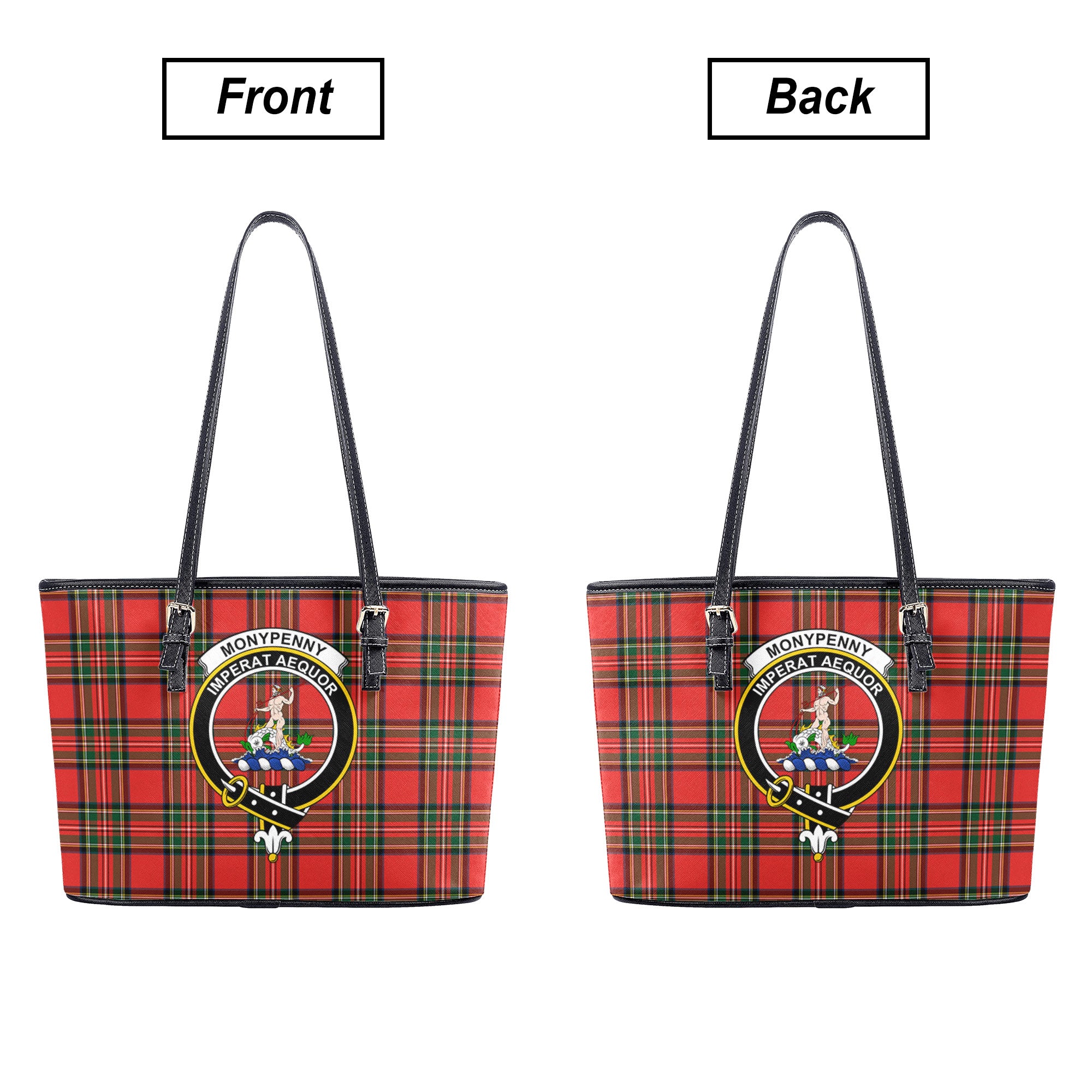 Monypenny Tartan Crest Leather Tote Bag