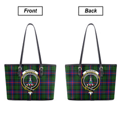 Morrison Modern Tartan Crest Leather Tote Bag