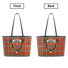 Morrison Red Ancient Tartan Crest Leather Tote Bag