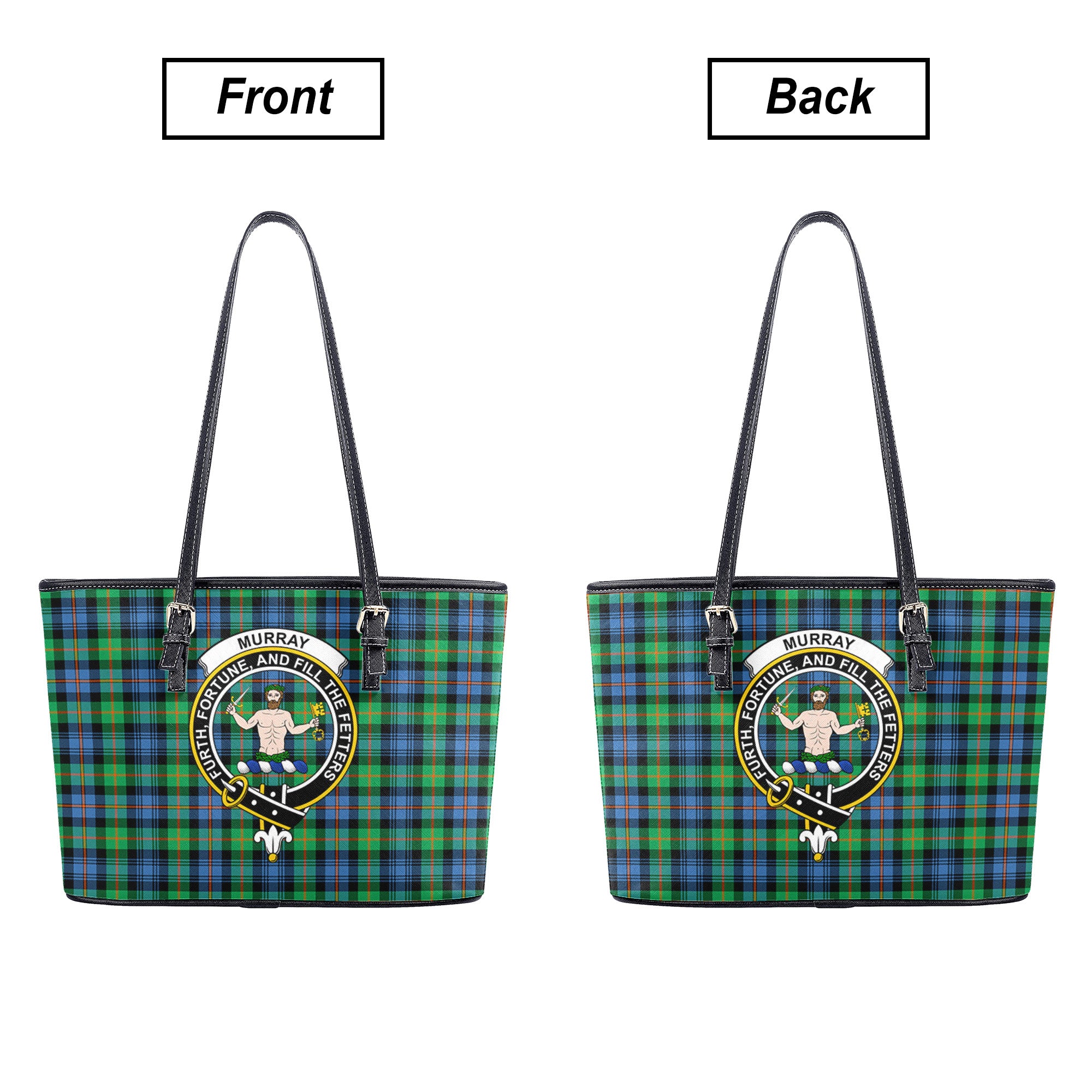 Murray of Atholl Ancient Tartan Crest Leather Tote Bag