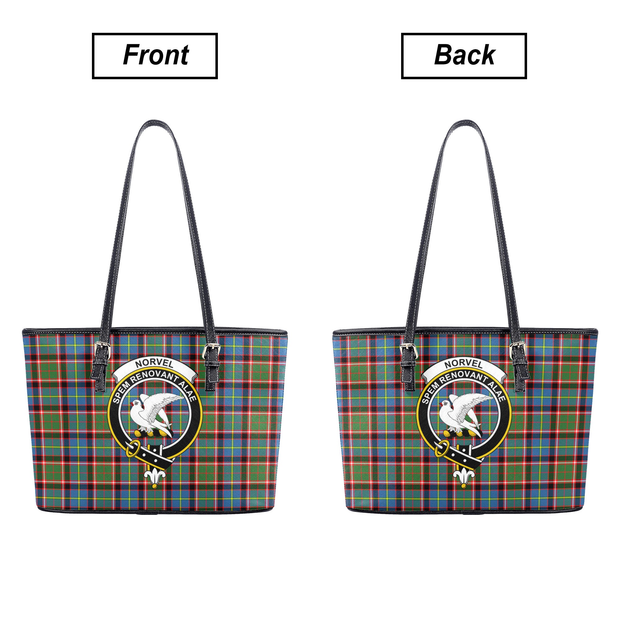 Norvel (or Norvill) Tartan Crest Leather Tote Bag