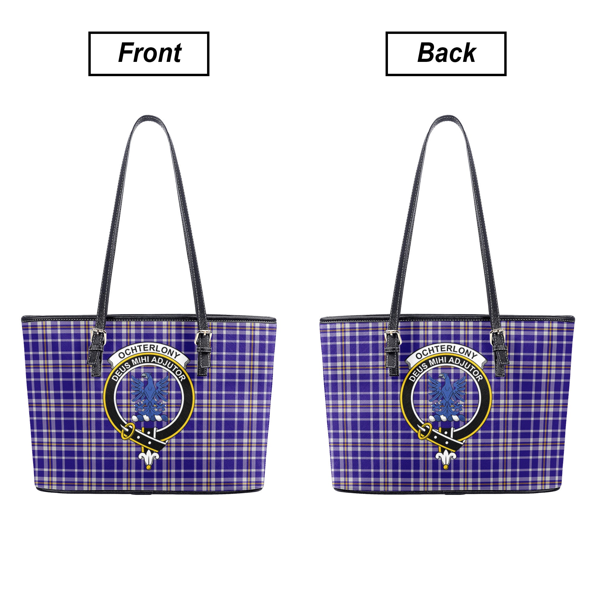 Ochterlony Tartan Crest Leather Tote Bag