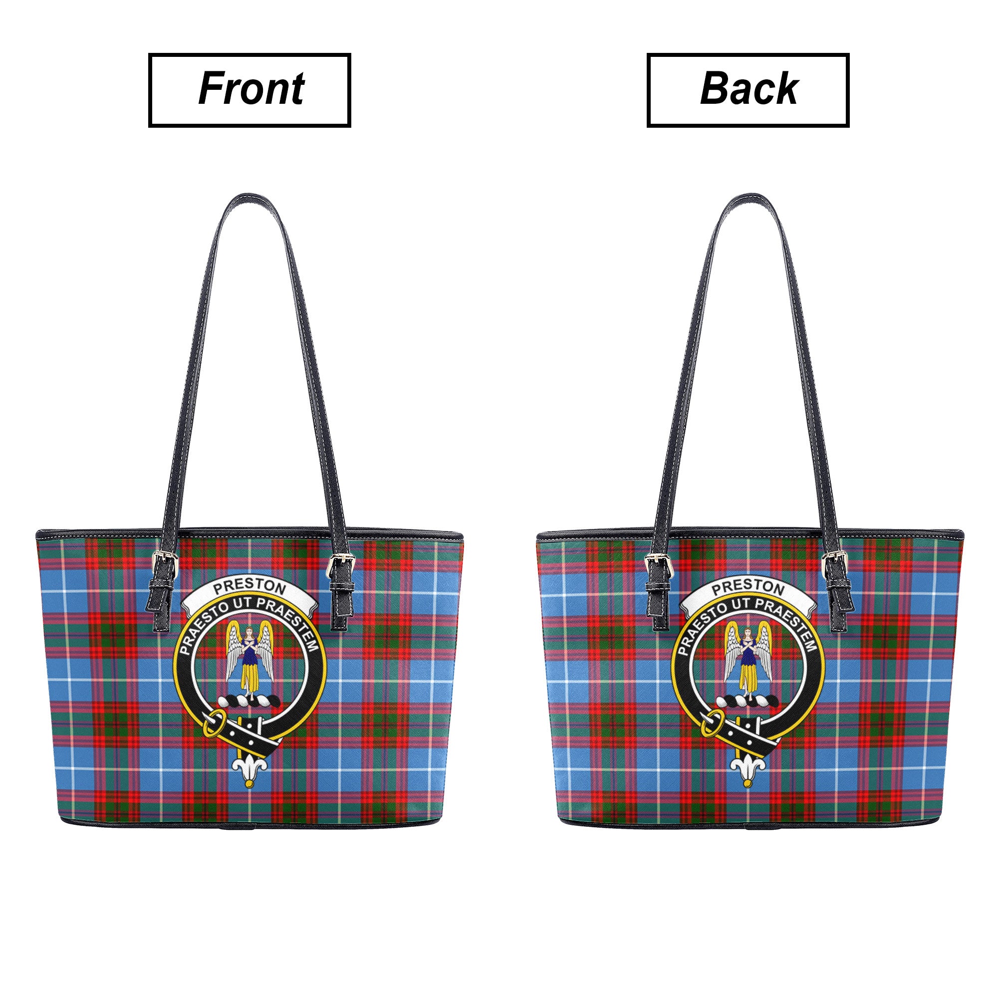 Preston Tartan Crest Leather Tote Bag