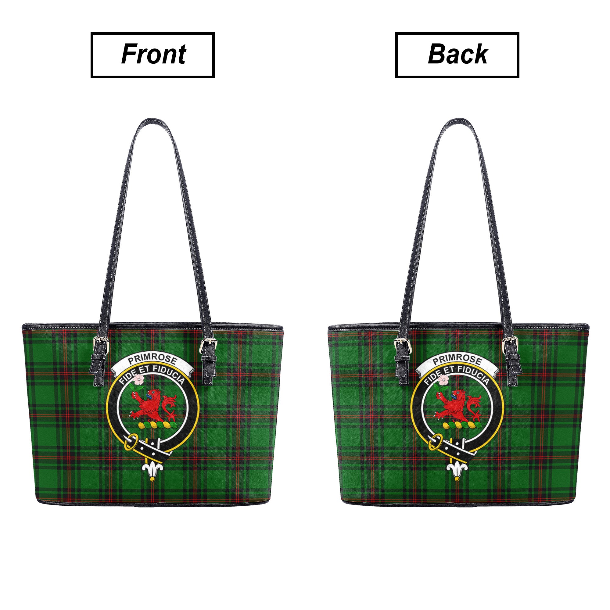 Primrose Tartan Crest Leather Tote Bag