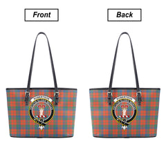 Robertson Ancient Tartan Crest Leather Tote Bag