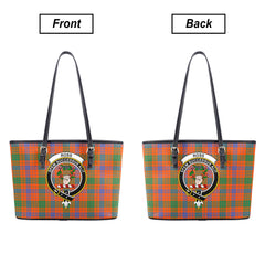 Ross Ancient Tartan Crest Leather Tote Bag