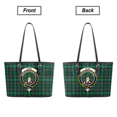 Ross Hunting Modern Tartan Crest Leather Tote Bag