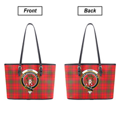 Ross Modern Tartan Crest Leather Tote Bag