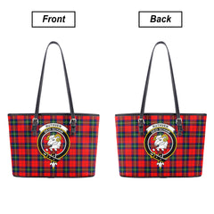 Ruthven Modern Tartan Crest Leather Tote Bag