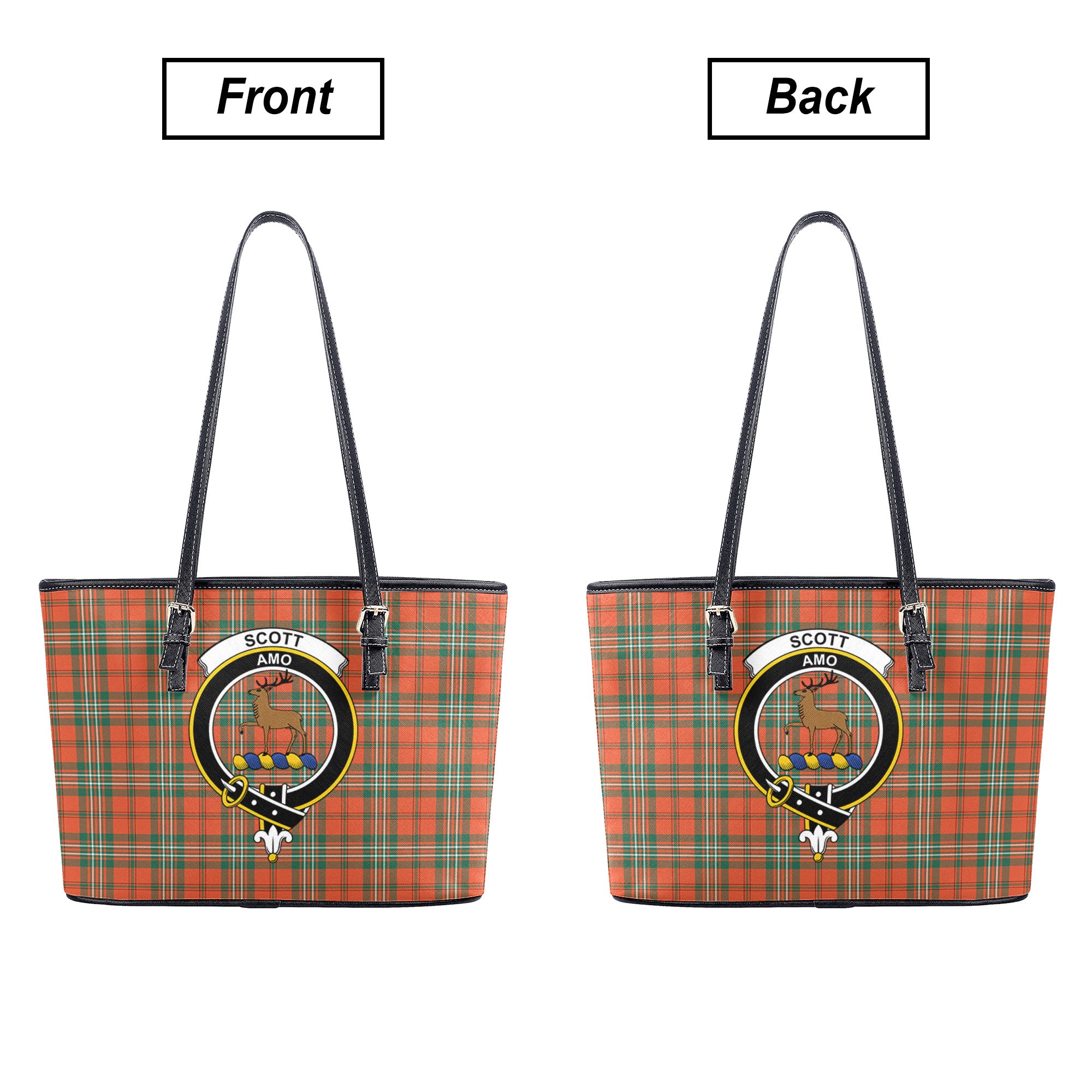 Scott Ancient Tartan Crest Leather Tote Bag