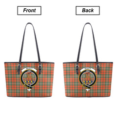 Scott Ancient Tartan Crest Leather Tote Bag