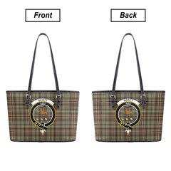 Scott Green Weathered Tartan Crest Leather Tote Bag