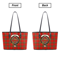 Scott Modern Tartan Crest Leather Tote Bag