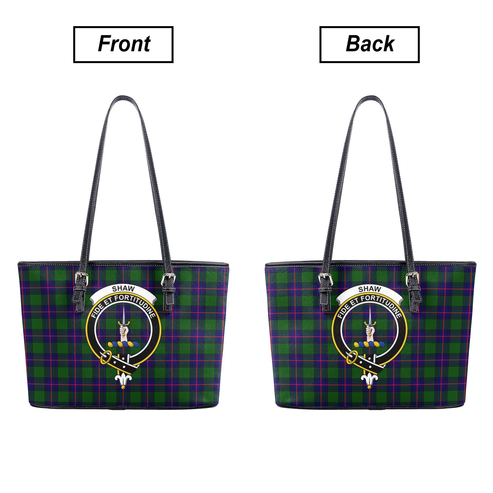 Shaw Modern Tartan Crest Leather Tote Bag