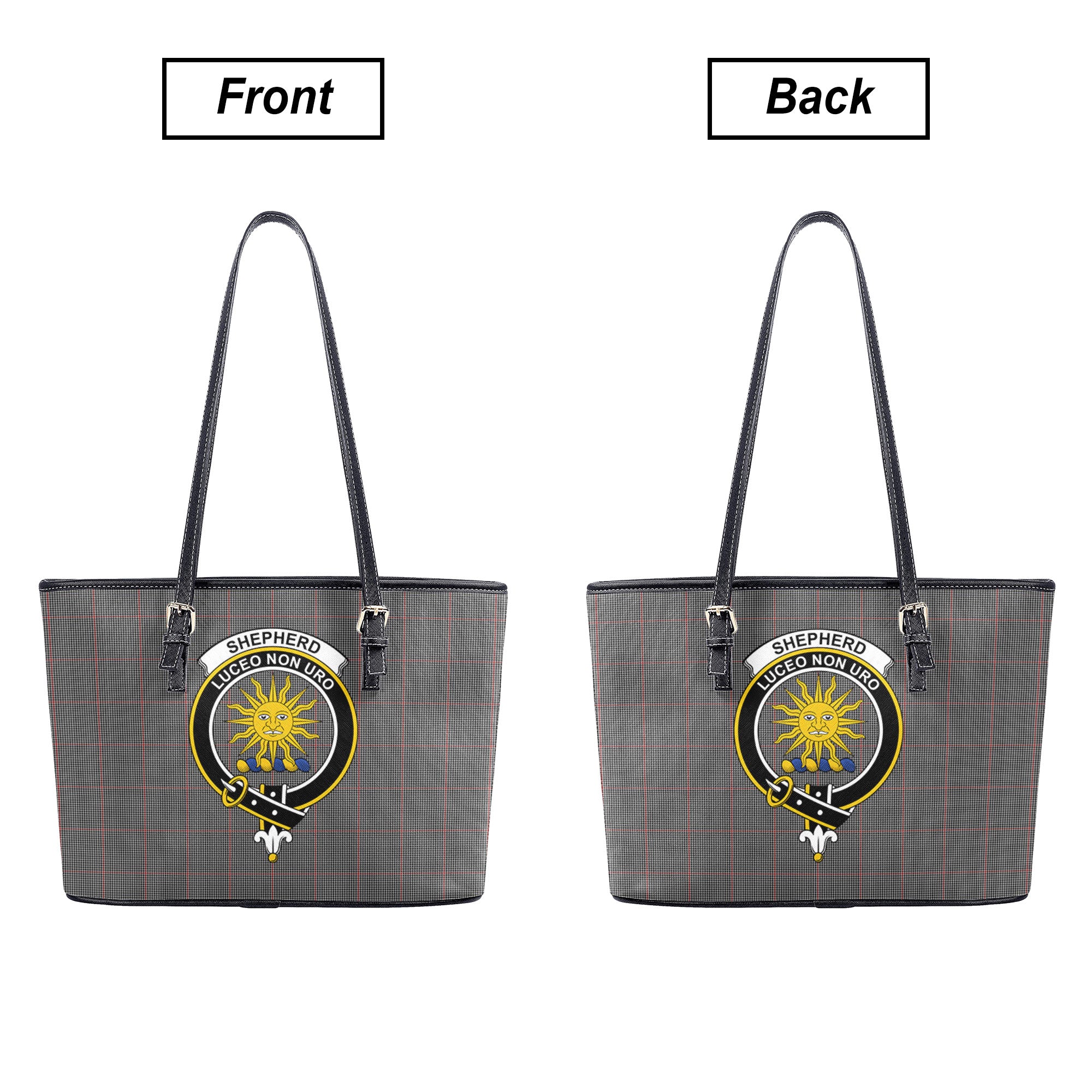 Shepherd Tartan Crest Leather Tote Bag