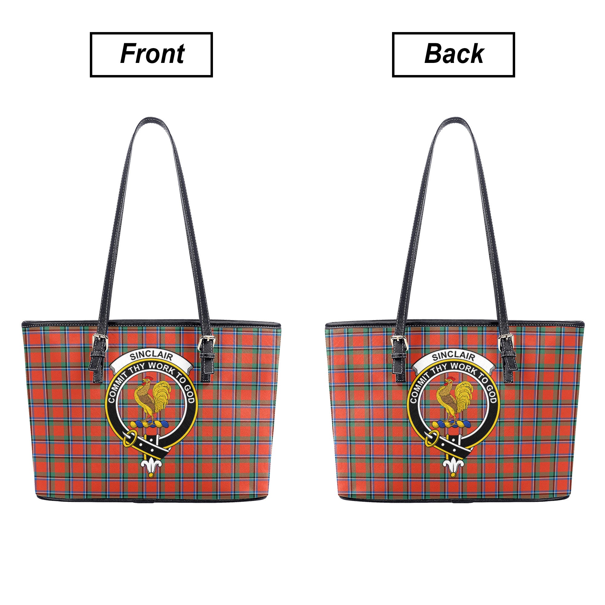 Sinclair Ancient Tartan Crest Leather Tote Bag