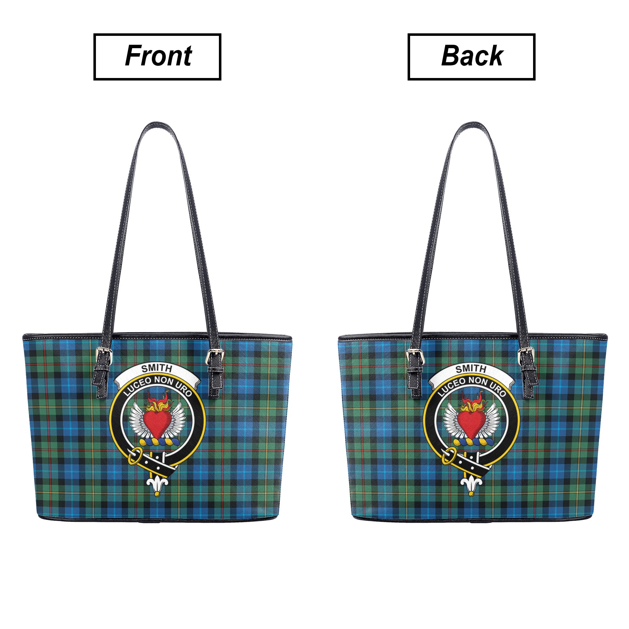 Smith Ancient Tartan Crest Leather Tote Bag