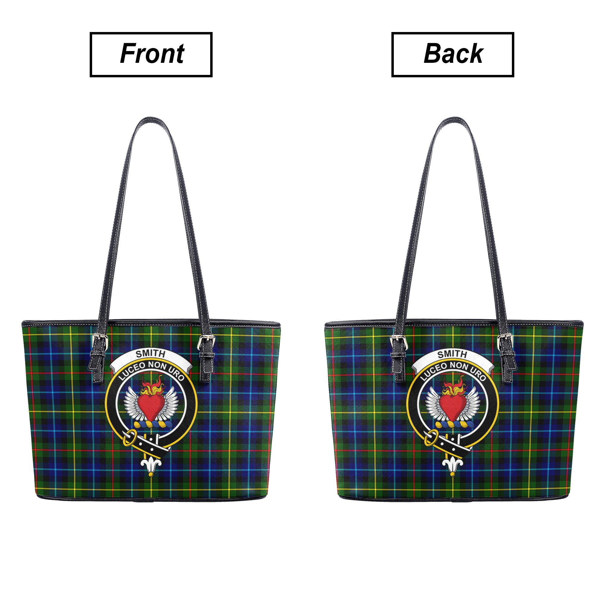 Smith Modern Tartan Crest Leather Tote Bag