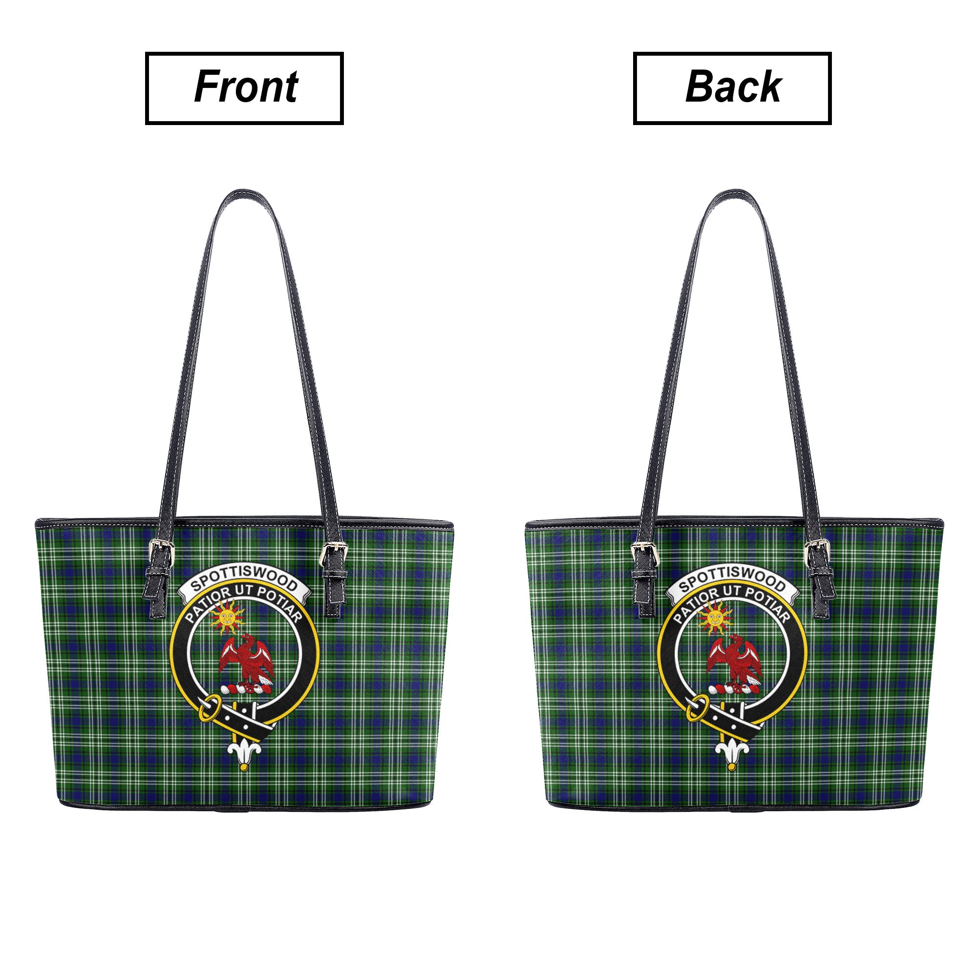 Spottiswood Tartan Crest Leather Tote Bag