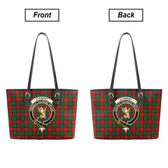 Stewart Atholl Modern Tartan Crest Leather Tote Bag