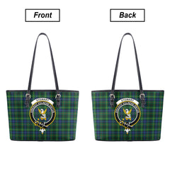 Stewart Hunting Modern Tartan Crest Leather Tote Bag