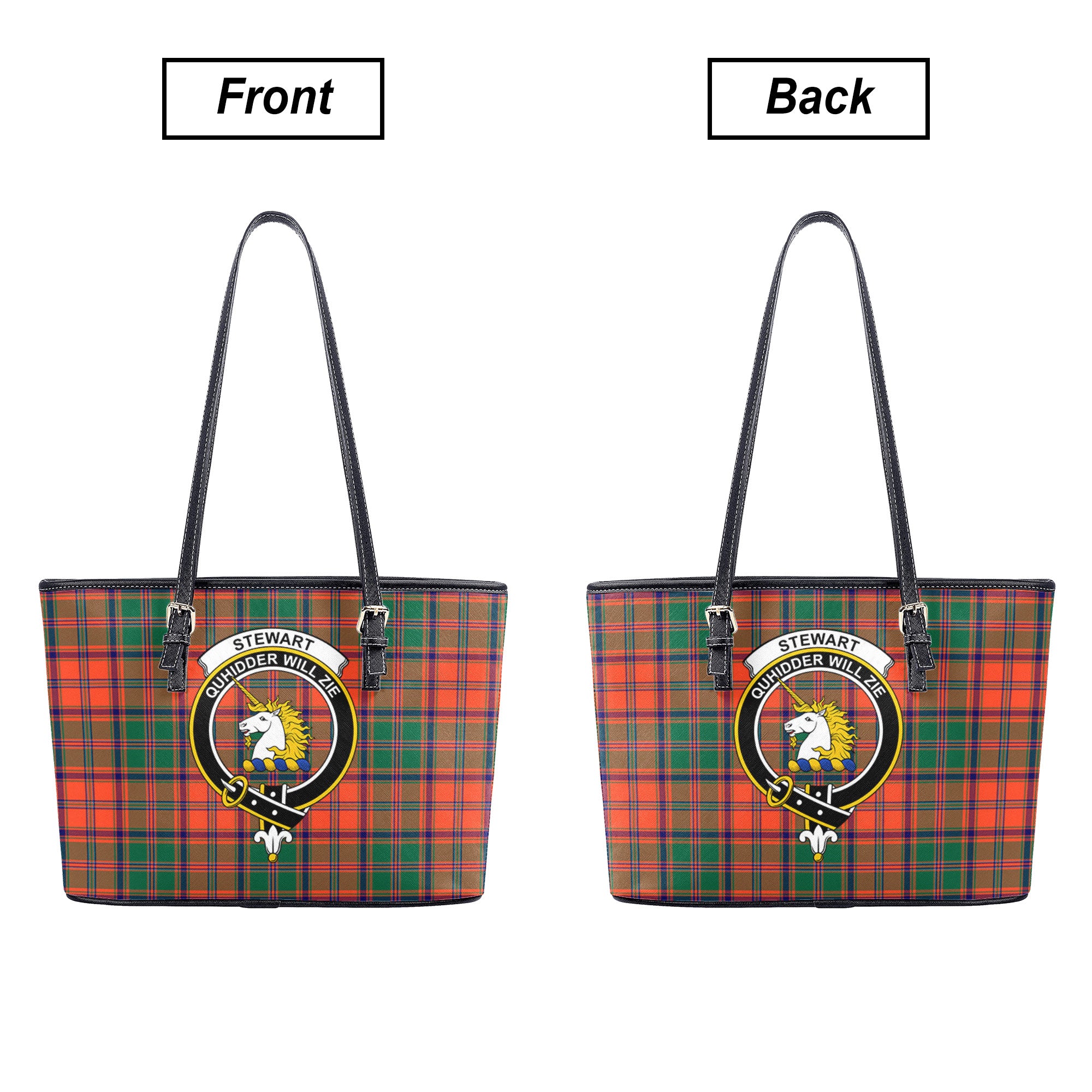 Stewart of Appin Ancient Tartan Crest Leather Tote Bag