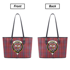 Straiton Tartan Crest Leather Tote Bag