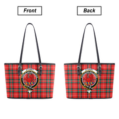 Stuart of Bute Tartan Crest Leather Tote Bag