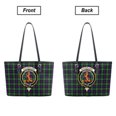 Sutherland Modern Tartan Crest Leather Tote Bag