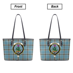 Thomson Blue Tartan Crest Leather Tote Bag