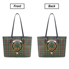 Thomson Hunting Modern Tartan Crest Leather Tote Bag