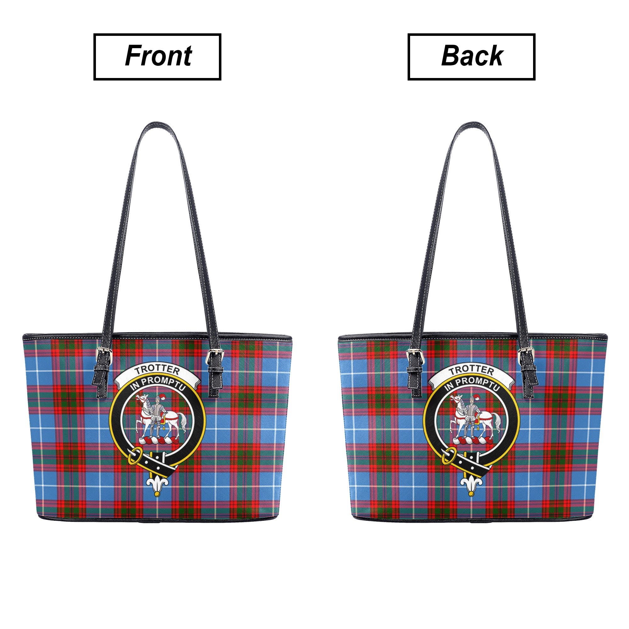 Trotter Tartan Crest Leather Tote Bag