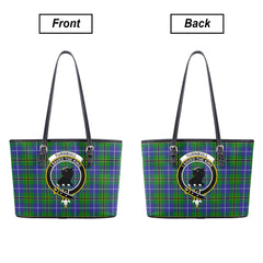 Turnbull Hunting Tartan Crest Leather Tote Bag