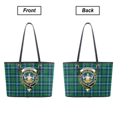 Urquhart Ancient Tartan Crest Leather Tote Bag