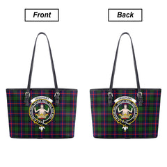 Urquhart Modern Tartan Crest Leather Tote Bag