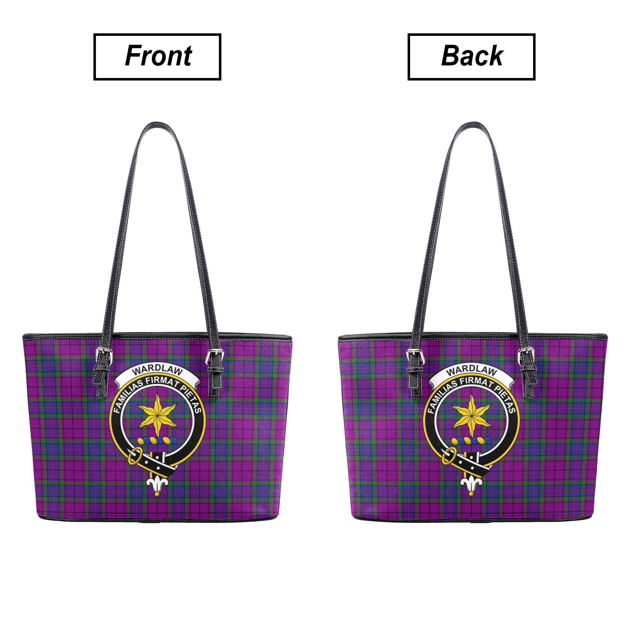 Wardlaw Modern Tartan Crest Leather Tote Bag