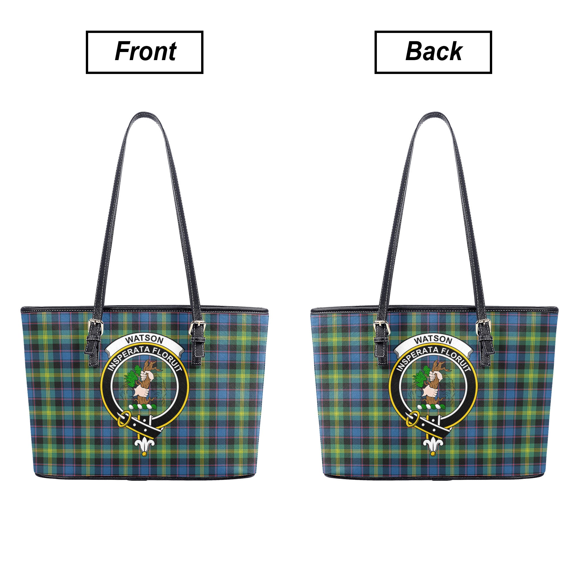 Watson Ancient Tartan Crest Leather Tote Bag