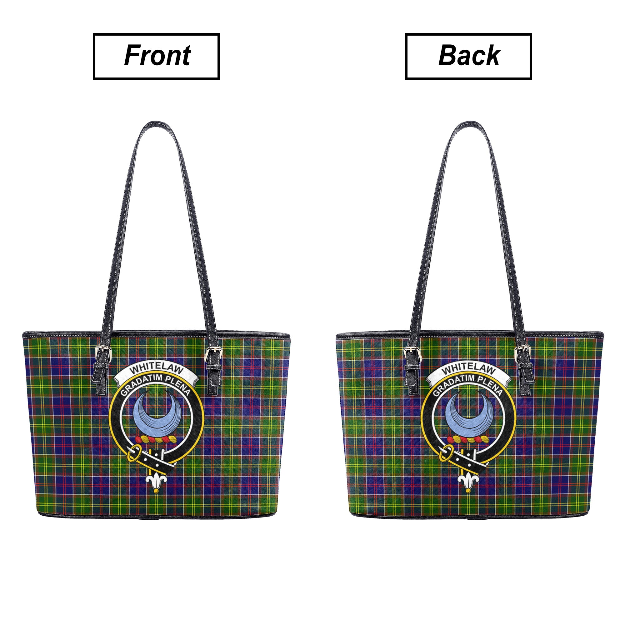 Whitelaw Tartan Crest Leather Tote Bag