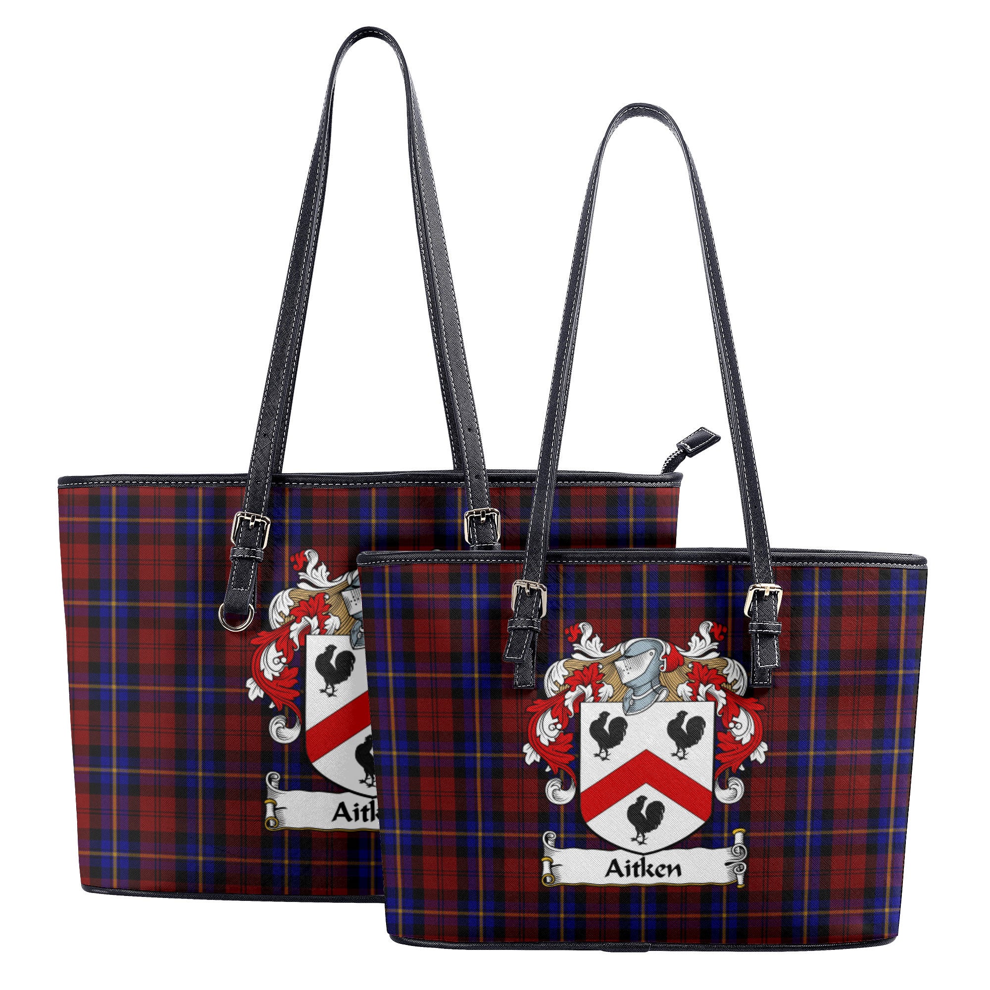 Aitken Tartan Crest Leather Tote Bag