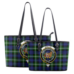 Baillie Modern Tartan Crest Leather Tote Bag