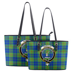 Barclay Hunting Ancient Tartan Crest Leather Tote Bag