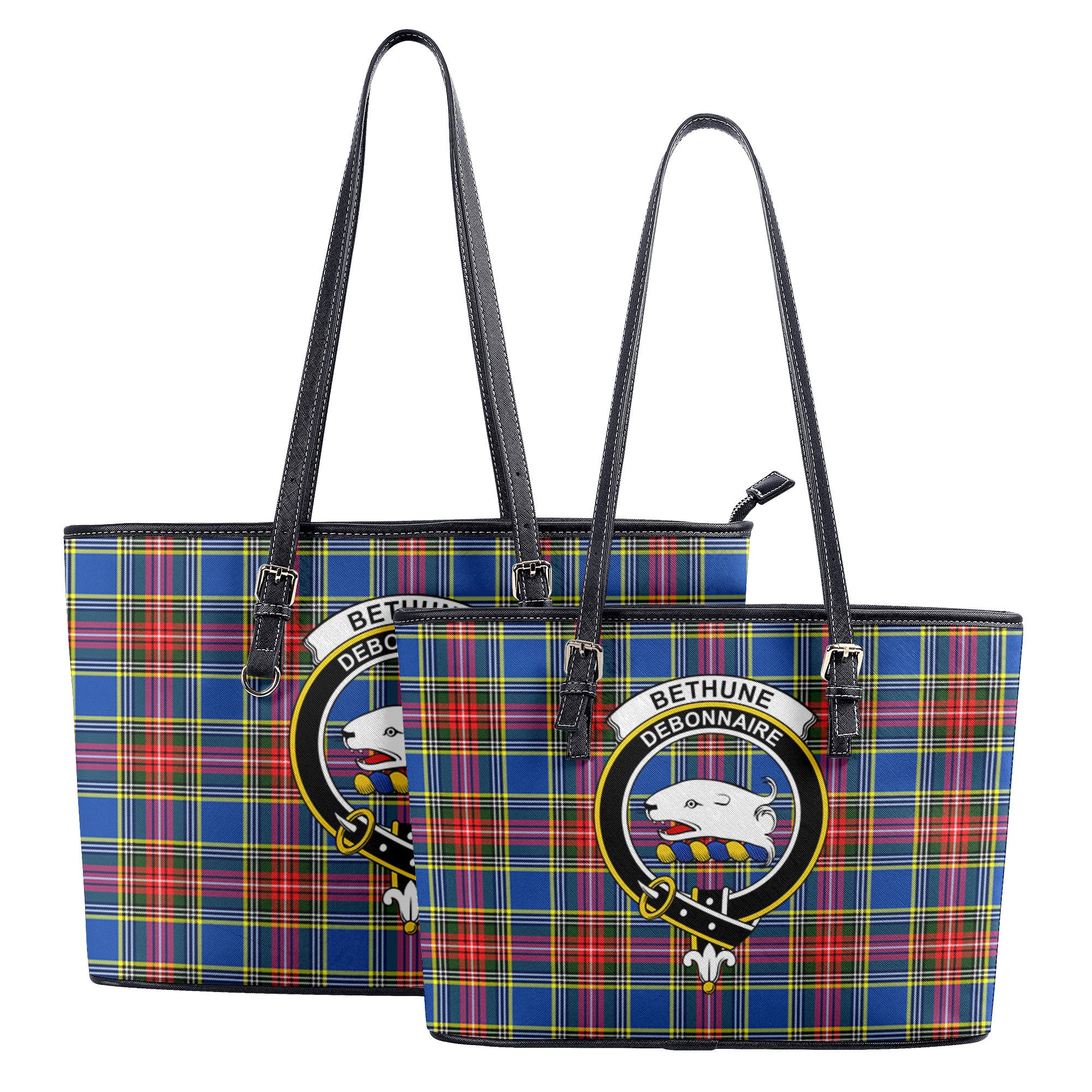 Bethune Modern Tartan Crest Leather Tote Bag